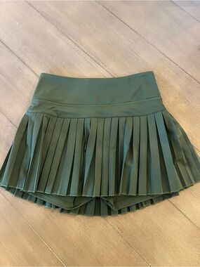 Women's Olive Green Pleated Mini Skort